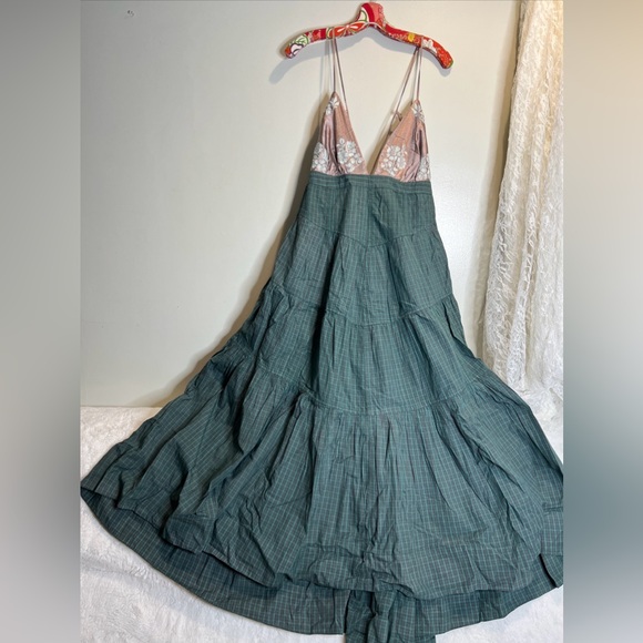 Free People Long Love Triangle Plaid Embroidered Midi Dress - Picture 3 of 6